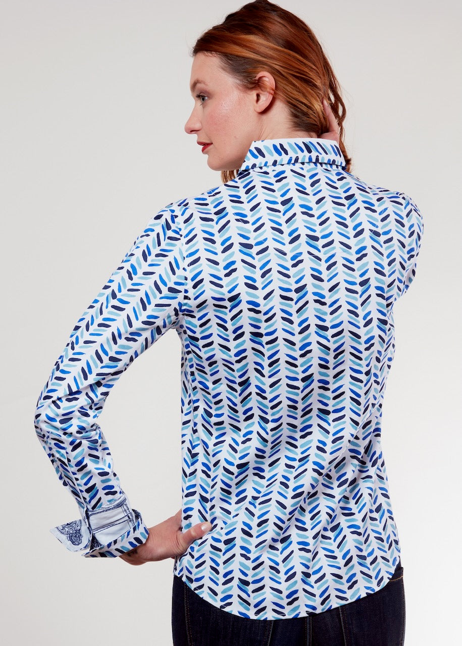 Rome Shirt Blue Cross Hatch Design