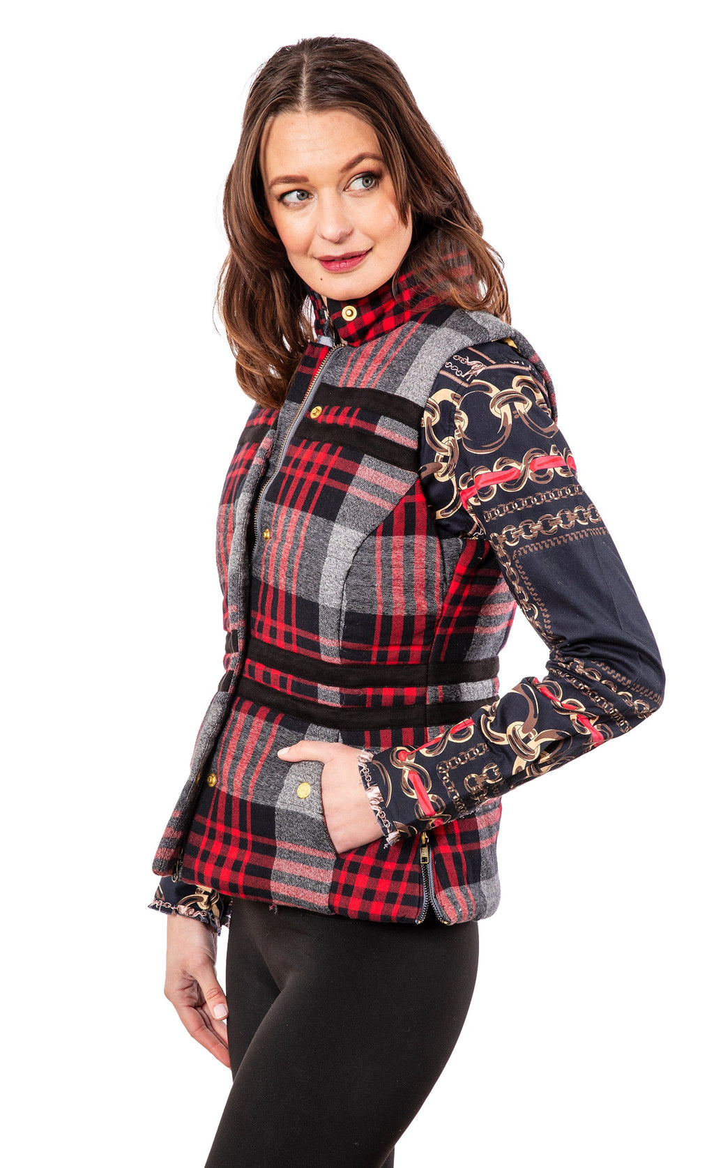 Rosey Vest Grey Plaid Flannel