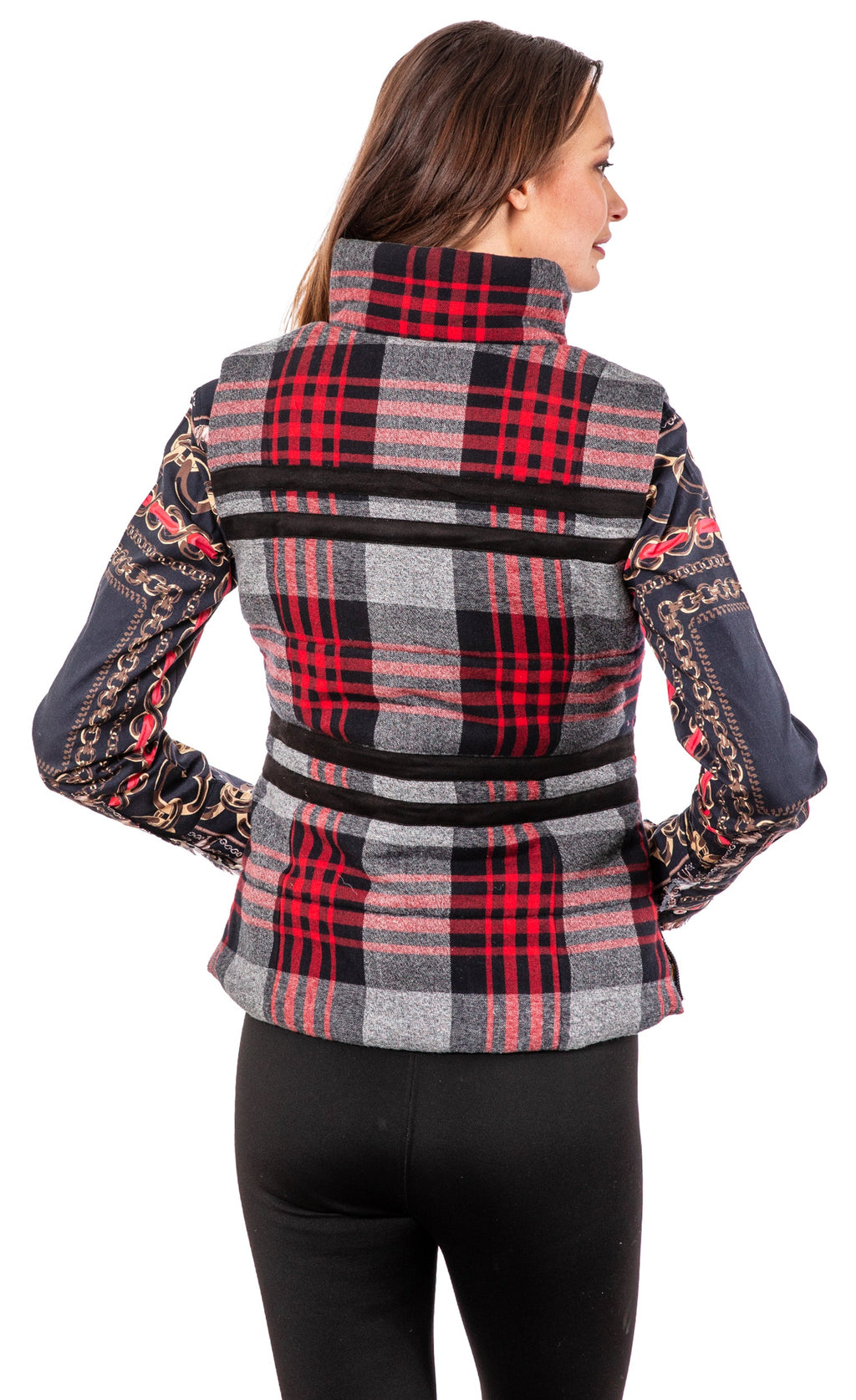 Rosey Vest Grey Plaid Flannel
