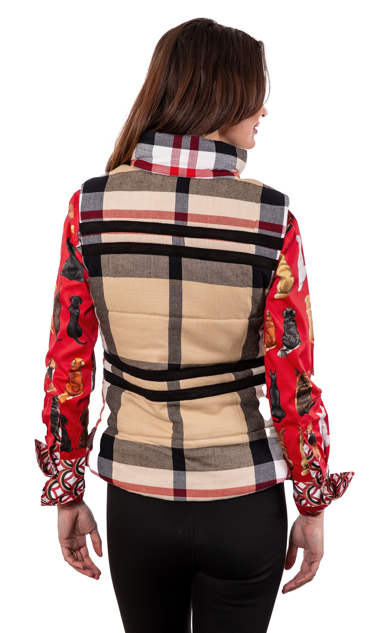 Rosey Vest Khaki Red Yarndyed Flannel