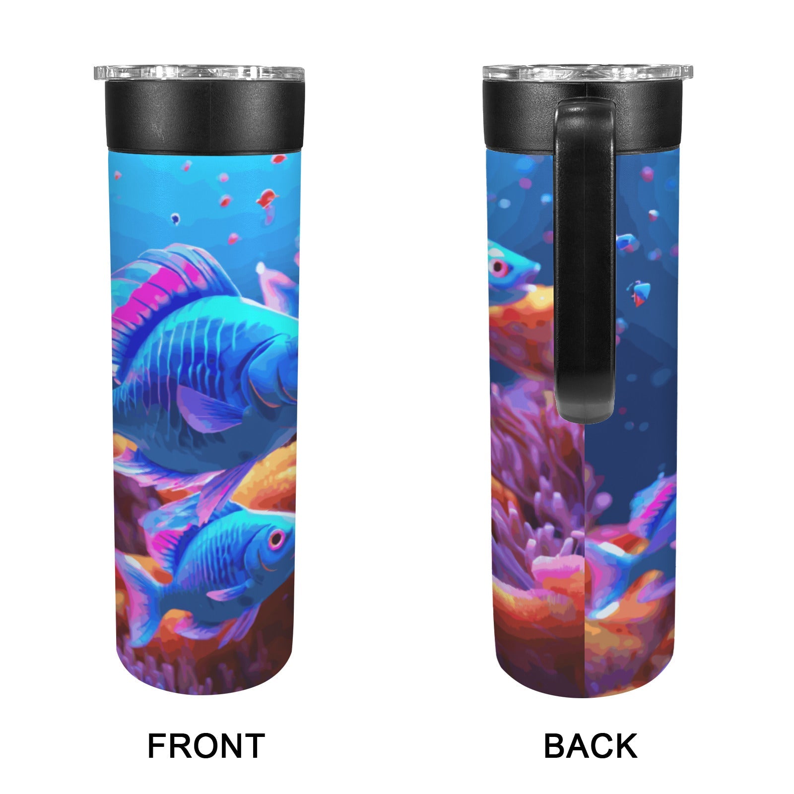 Blue Fish 20oz Insulated Water Bottle with Screw On Handle