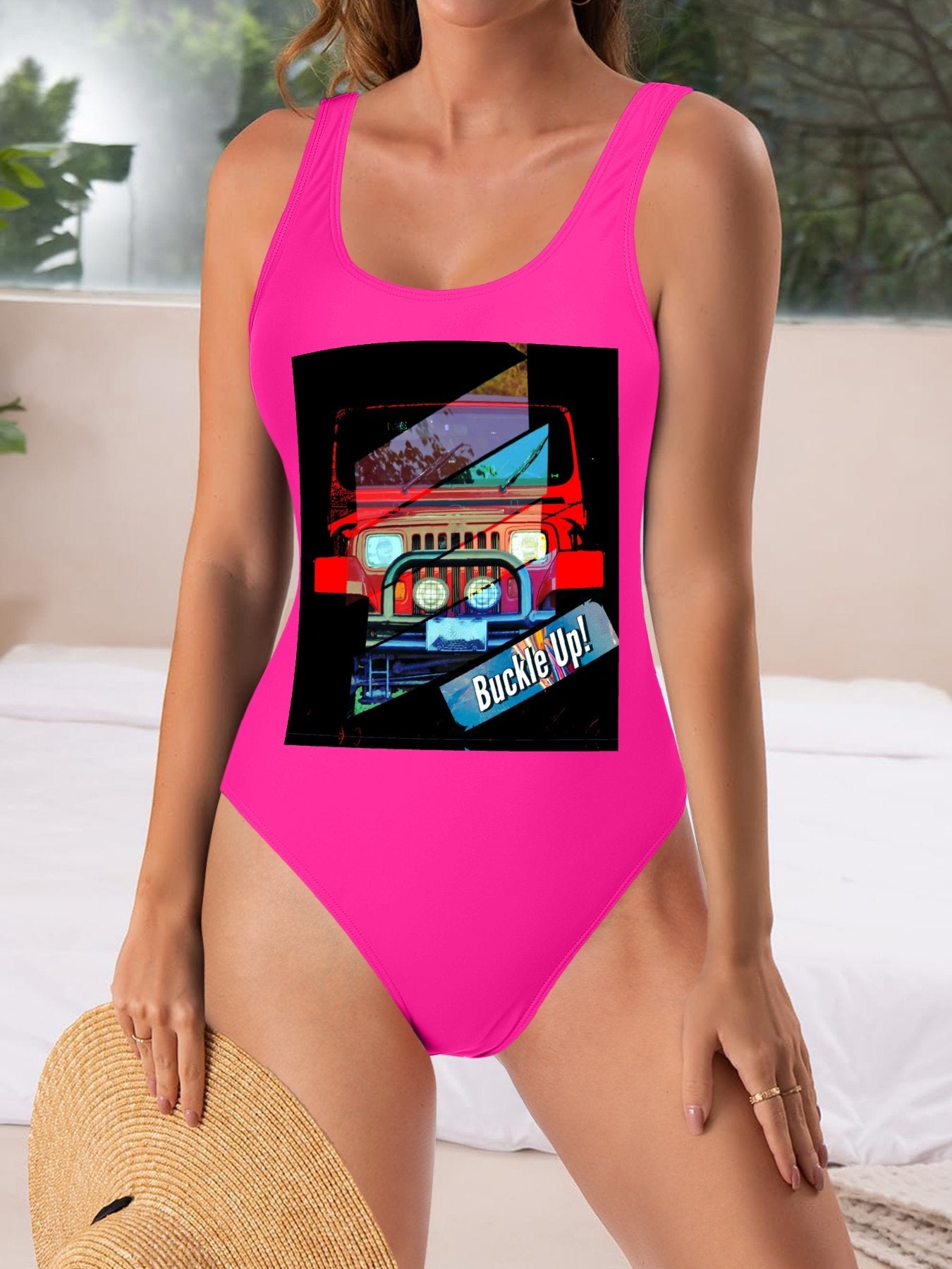 Buckle Up! 4-wheel Drive Athletic Strap One-Piece Swimsuit for Women