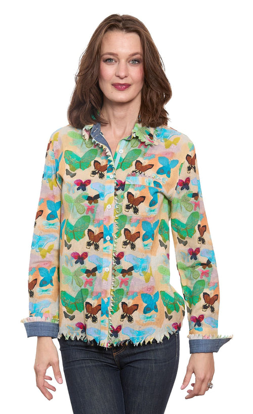 Cape Cod Top with Neutral Ground Butterflies