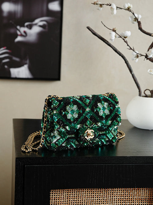Chanel Emerald Beaded Bag