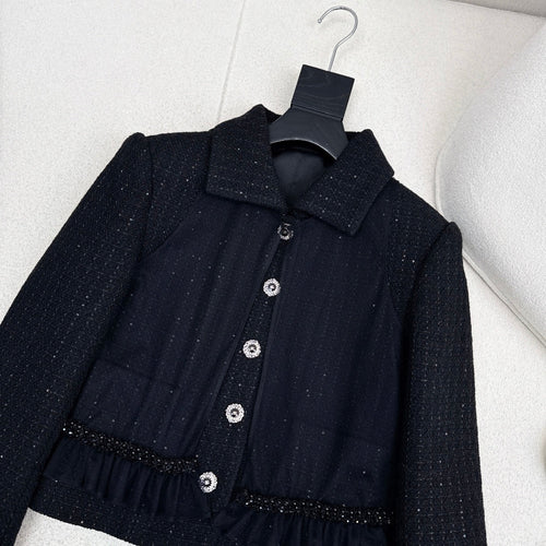 Chanel Woven Collar Coat + Skirt Set