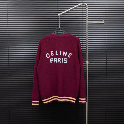 Celine Leather Logo Cardigan